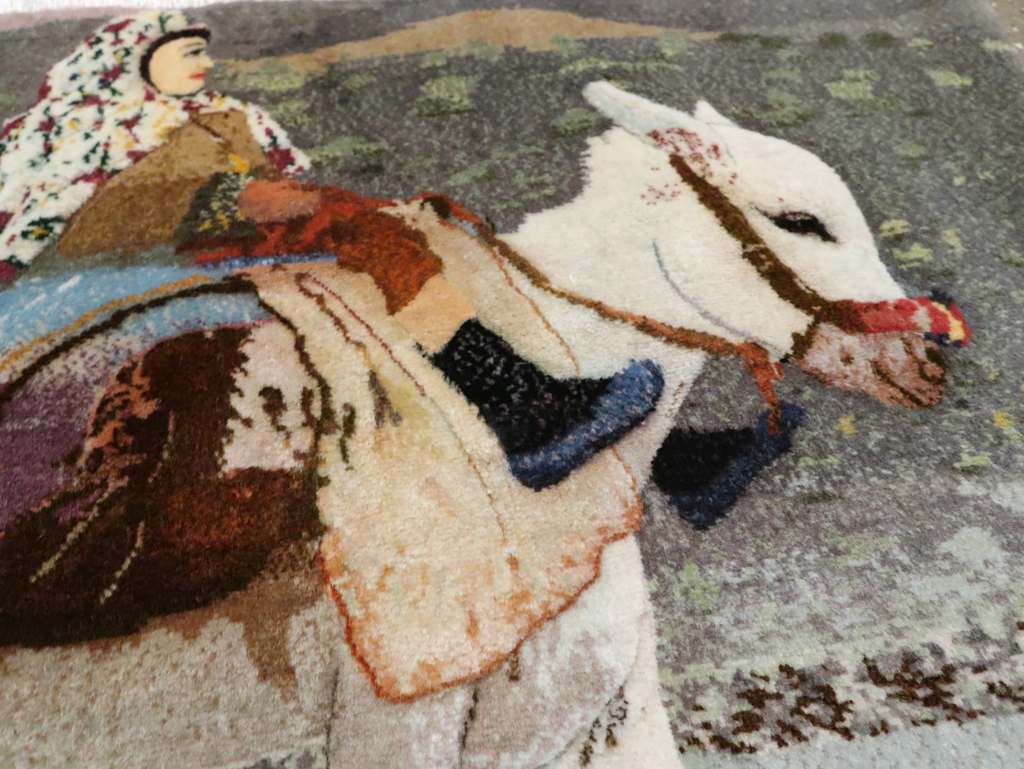 Vintage Pictorial Tabriz Rug, No.28313 - Staging