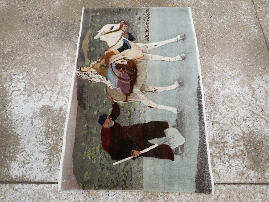 Vintage Pictorial Tabriz Rug, No.28313 - Staging