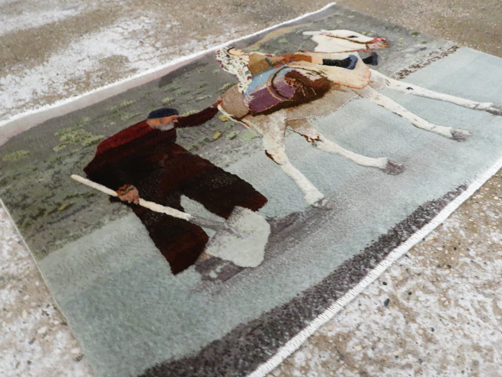 Vintage Pictorial Tabriz Rug, No.28313 - Staging