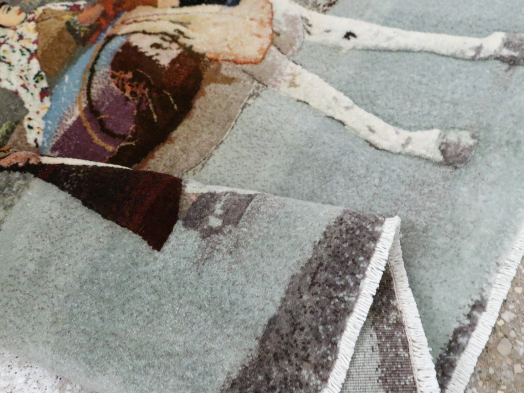 Vintage Pictorial Tabriz Rug, No.28313 - Staging