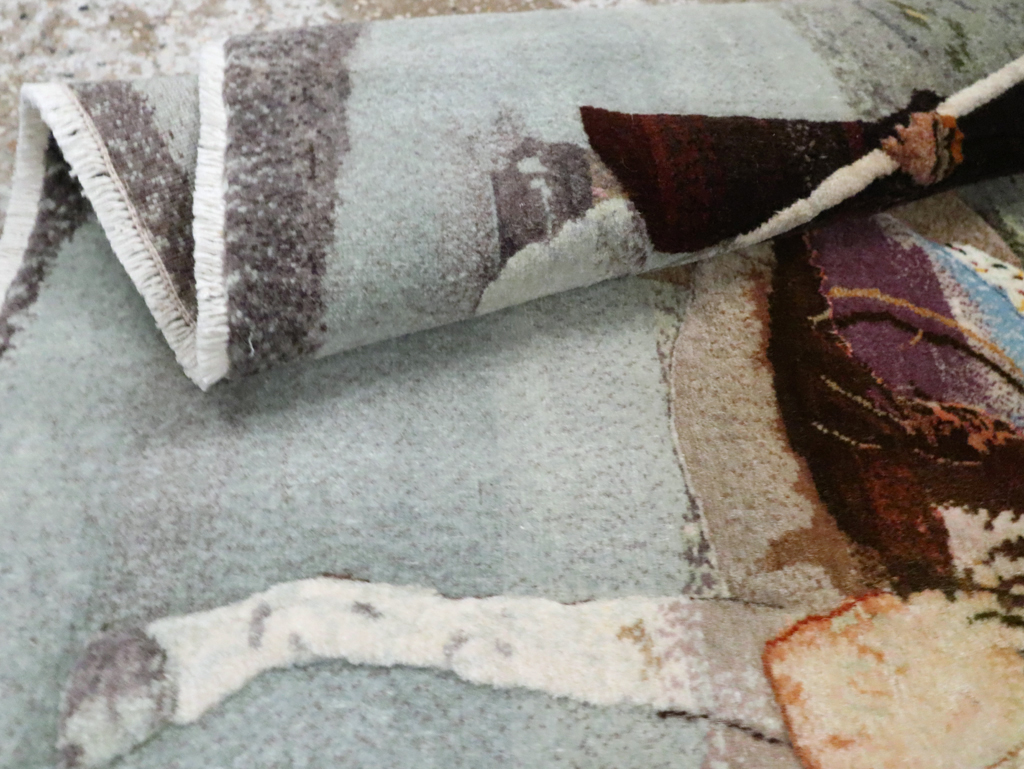 Vintage Pictorial Tabriz Rug, No.28313 - Staging