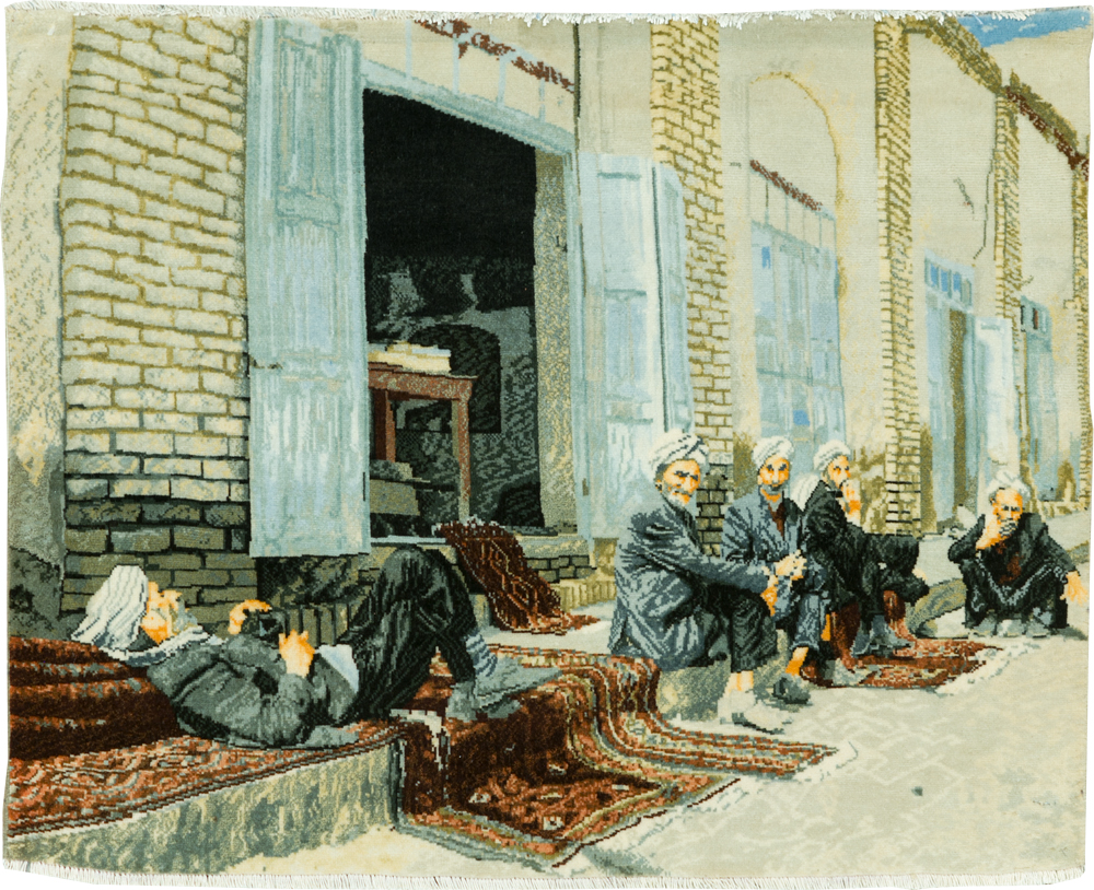 Vintage Persian Tabriz Pictorial Rug, No.28314 - Staging