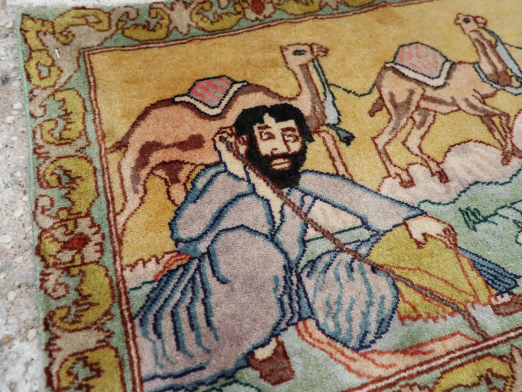 Vintage Persian Tabriz Pictorial Rug (Pair: 1 of 2), No.28316 - Staging