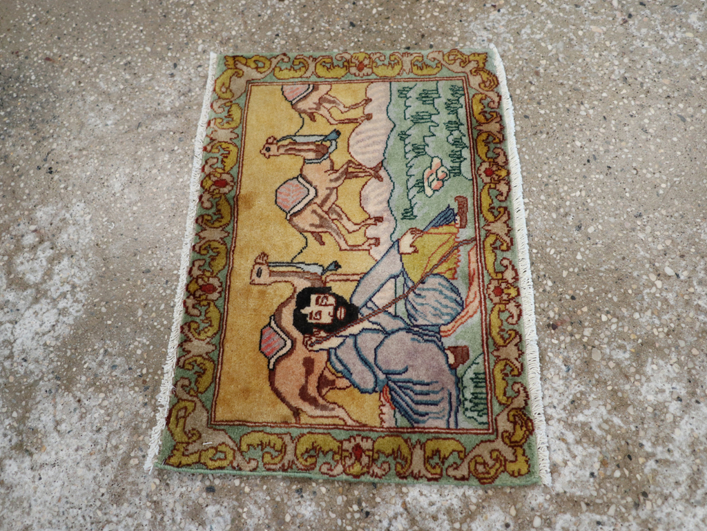 Vintage Persian Tabriz Pictorial Rug (Pair: 1 of 2), No.28316 - Staging
