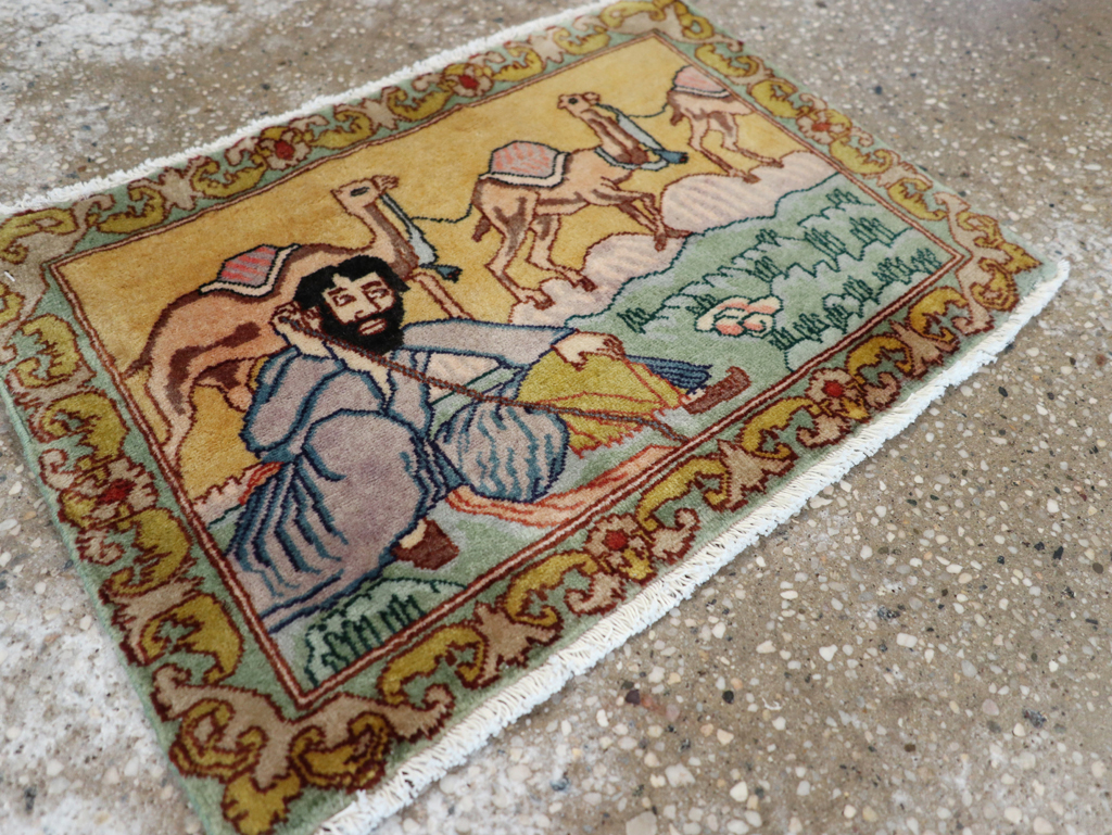 Vintage Persian Tabriz Pictorial Rug (Pair: 1 of 2), No.28316 - Staging