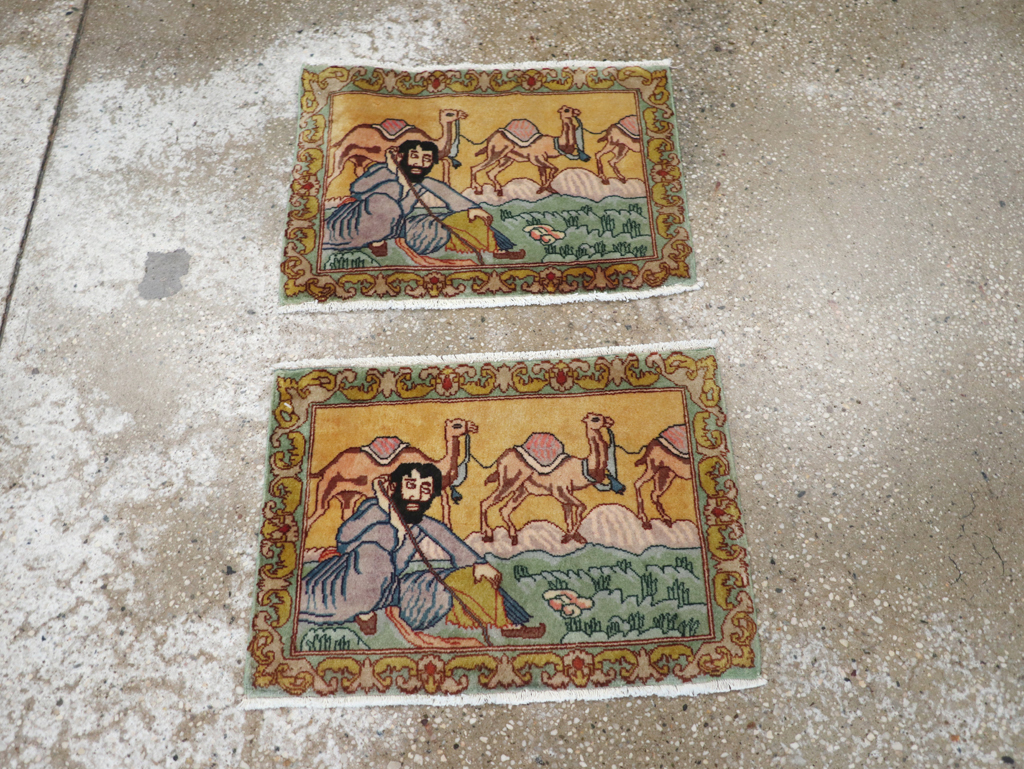 Vintage Persian Tabriz Pictorial Rug (Pair: 1 of 2), No.28316 - Staging