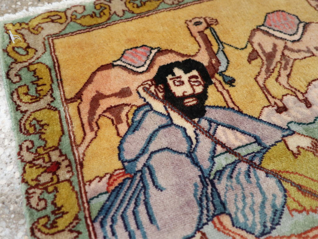 Vintage Persian Tabriz Pictorial Rug (Pair: 2 of 2), No.28317 - Staging