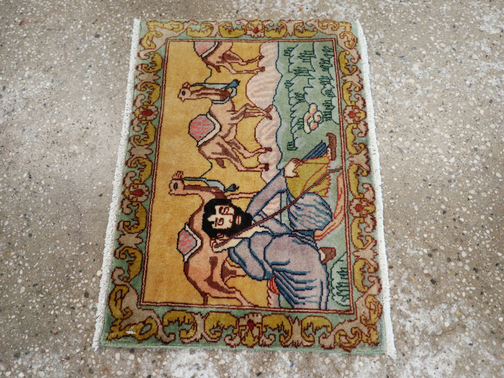 Vintage Persian Tabriz Pictorial Rug (Pair: 2 of 2), No.28317 - Staging