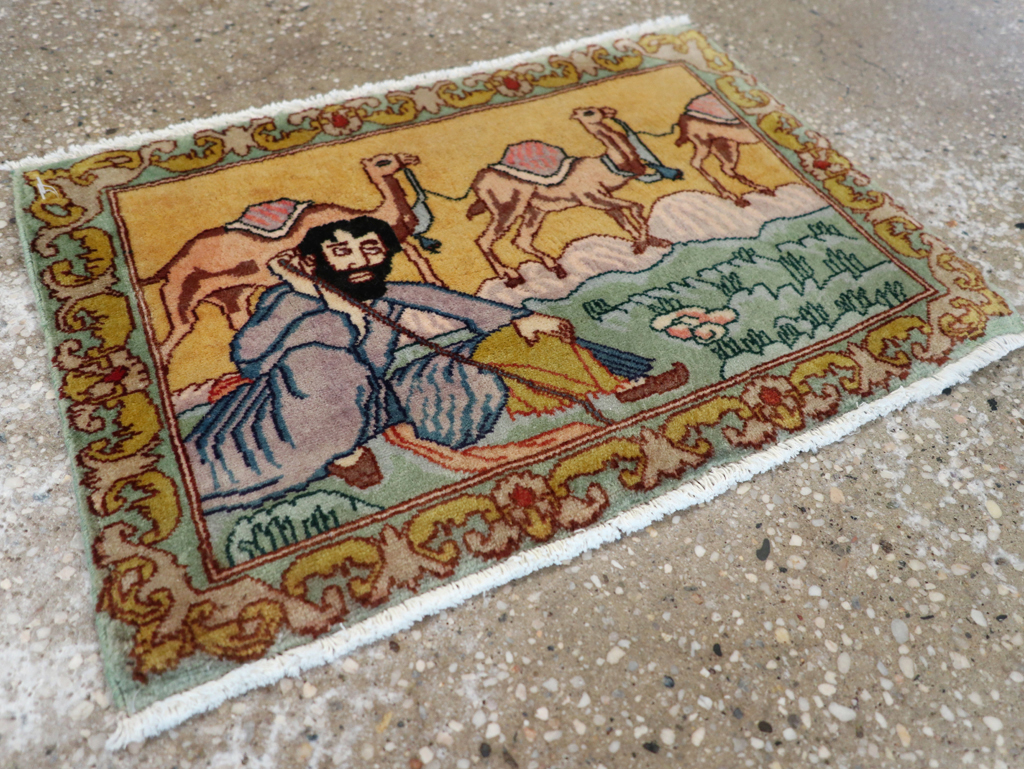 Vintage Persian Tabriz Pictorial Rug (Pair: 2 of 2), No.28317 - Staging