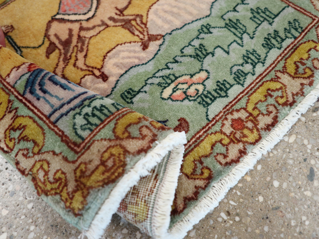 Vintage Persian Tabriz Pictorial Rug (Pair: 2 of 2), No.28317 - Staging