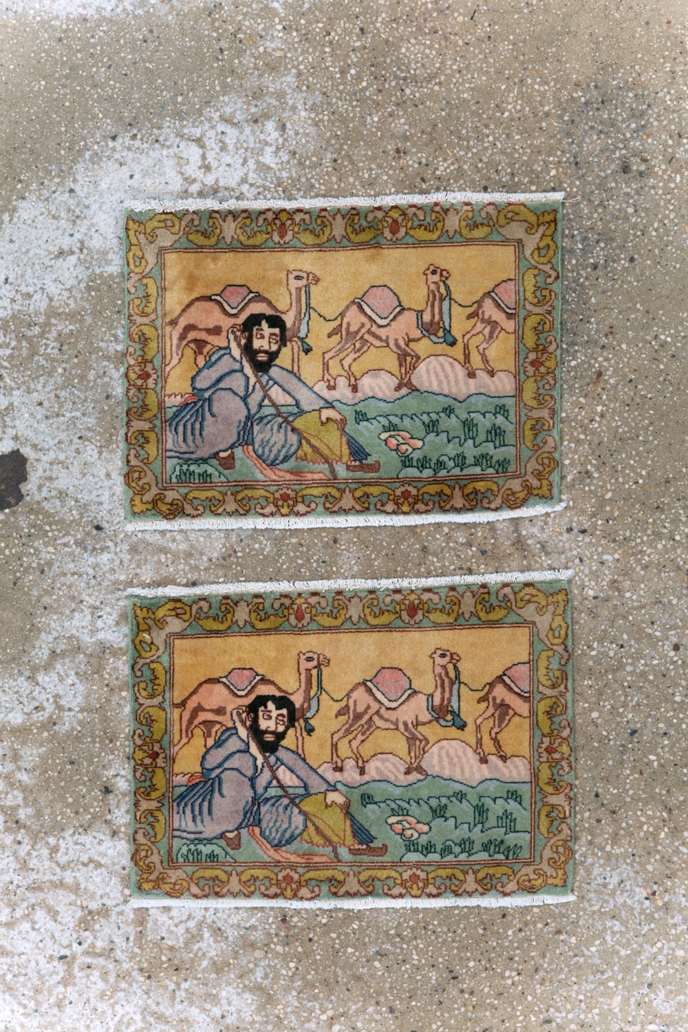 Vintage Persian Tabriz Pictorial Rug (Pair: 2 of 2), No.28317 - Staging