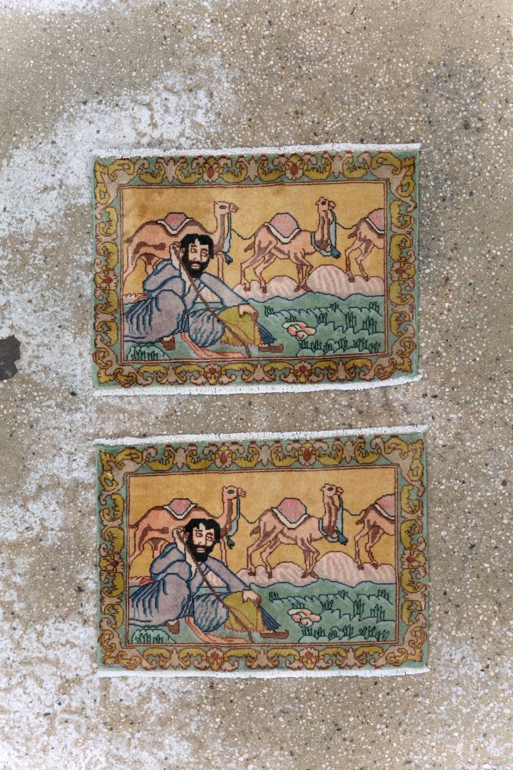 Vintage Persian Tabriz Pictorial Rug (Pair: 2 of 2), No.28317 - Staging