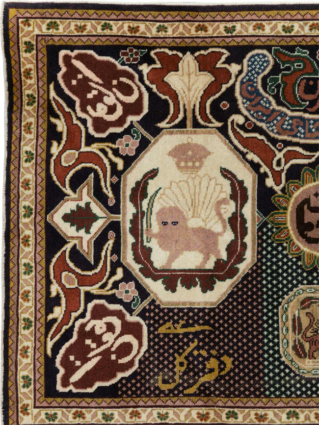 Vintage Persian Tabriz Pictorial Rug, No.28320 - Staging