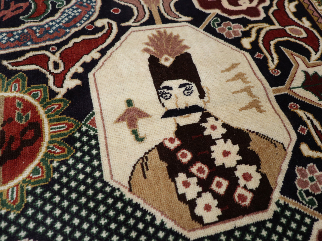 Vintage Persian Tabriz Pictorial Rug, No.28320 - Staging