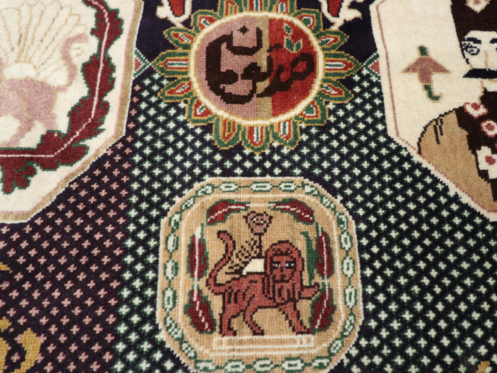 Vintage Persian Tabriz Pictorial Rug, No.28320 - Staging