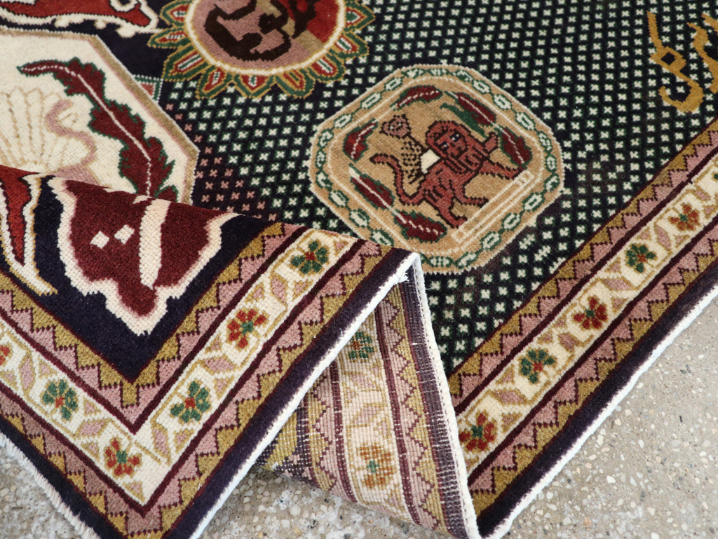 Vintage Persian Tabriz Pictorial Rug, No.28320 - Staging