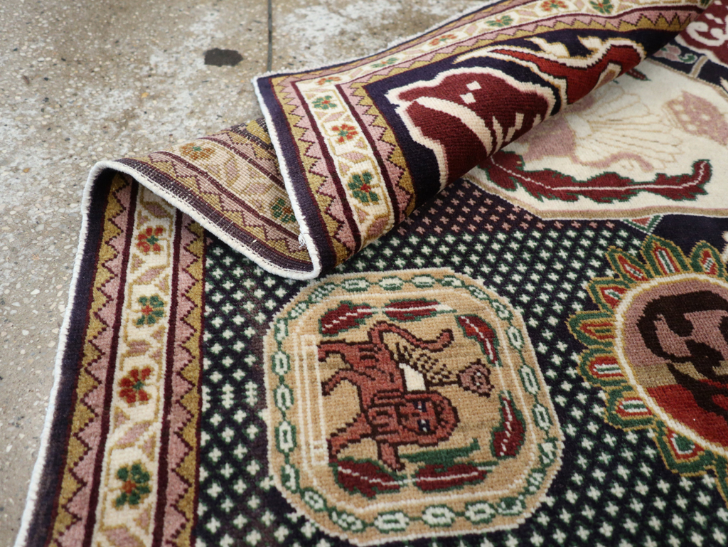 Vintage Persian Tabriz Pictorial Rug, No.28320 - Staging