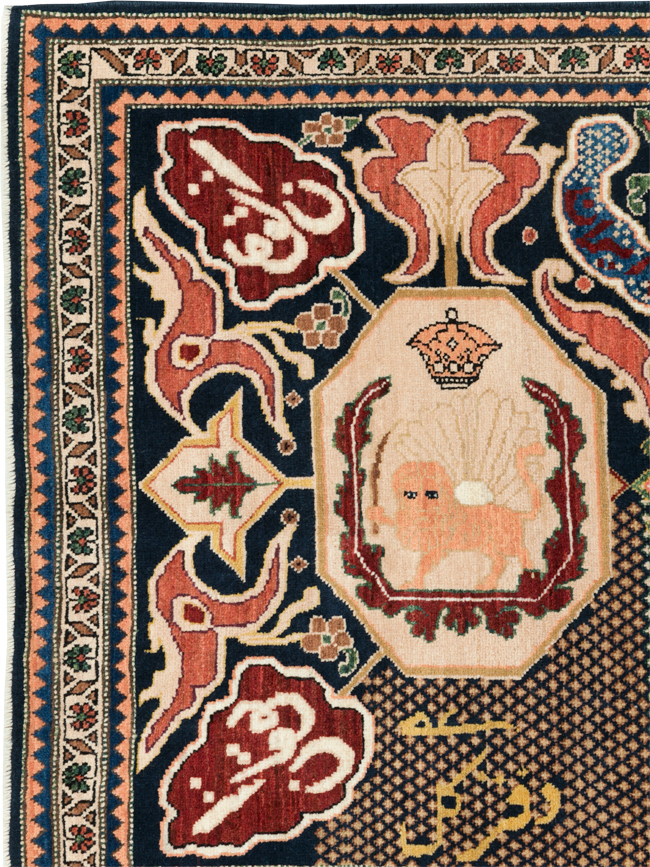 Vintage Persian Tabriz Pictorial Rug, No.28321 - Staging