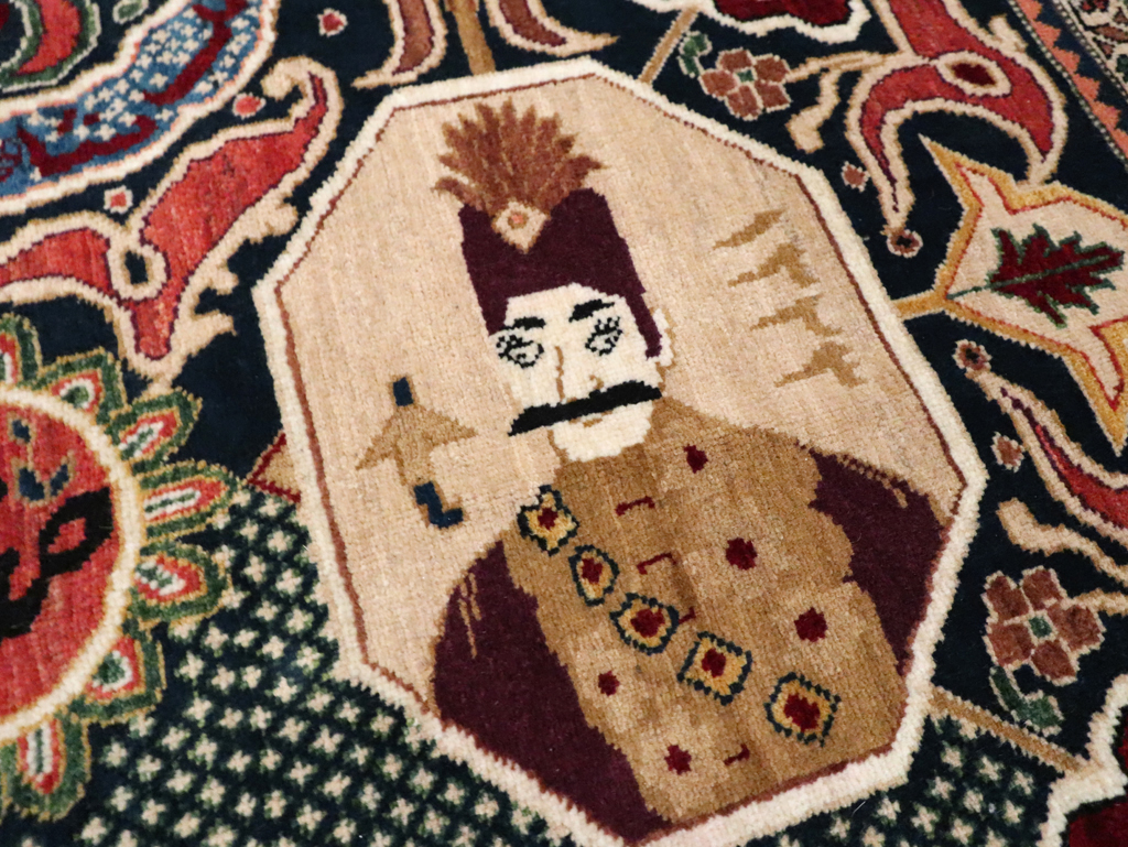 Vintage Persian Tabriz Pictorial Rug, No.28321 - Staging