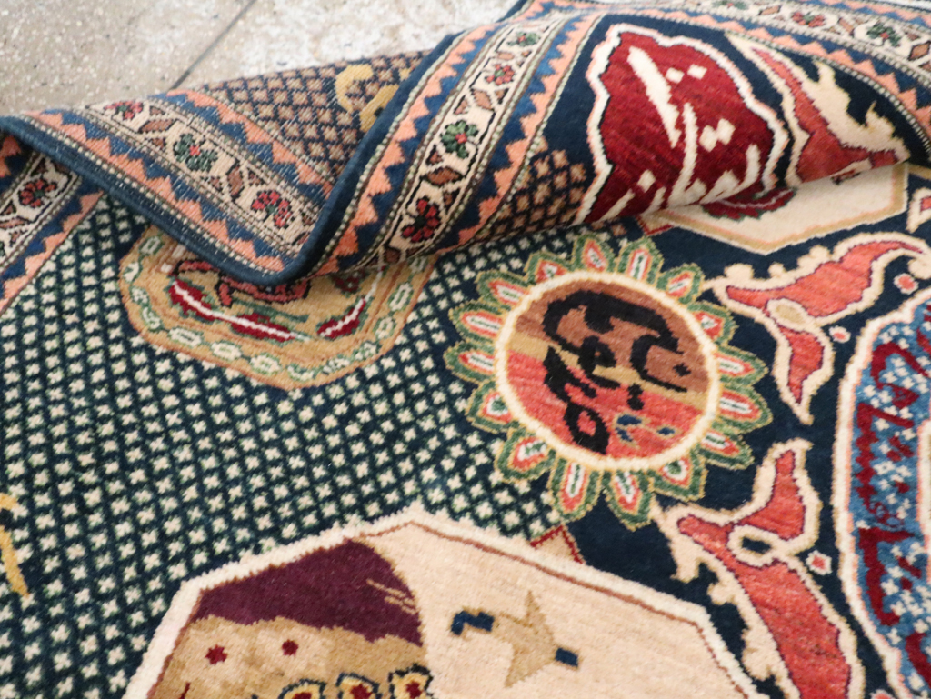 Vintage Persian Tabriz Pictorial Rug, No.28321 - Staging