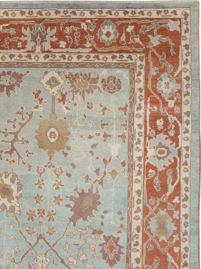 Modern Turkish Oushak Room Size Carpet, No.28336 - Staging