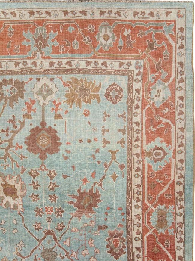 Modern Turkish Oushak Room Size Carpet, No.28336 - Staging