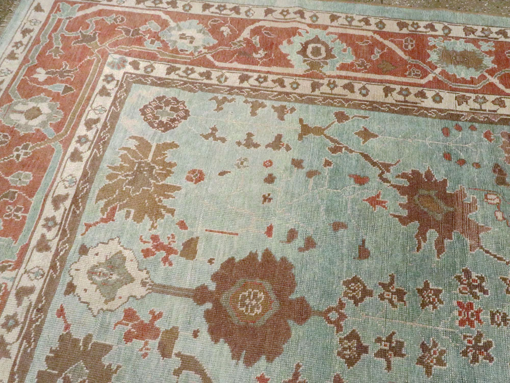 Modern Turkish Oushak Room Size Carpet, No.28336 - Staging