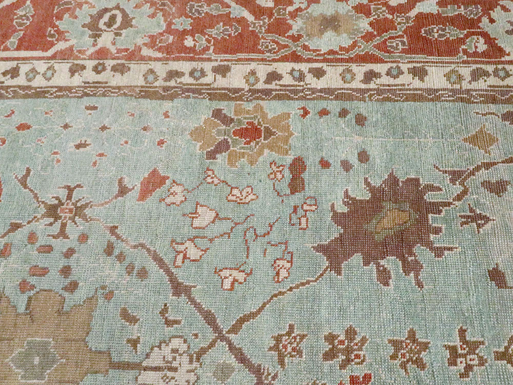 Modern Turkish Oushak Room Size Carpet, No.28336 - Staging