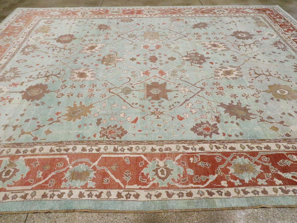 Modern Turkish Oushak Room Size Carpet, No.28336 - Staging