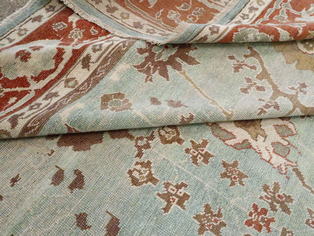 Modern Turkish Oushak Room Size Carpet, No.28336 - Staging