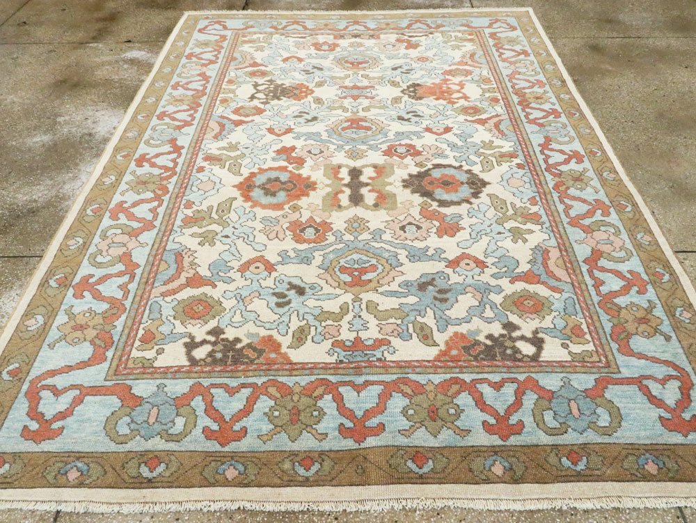 Modern Turkish Oushak Small Room Size Carpet, No.28343 - Staging