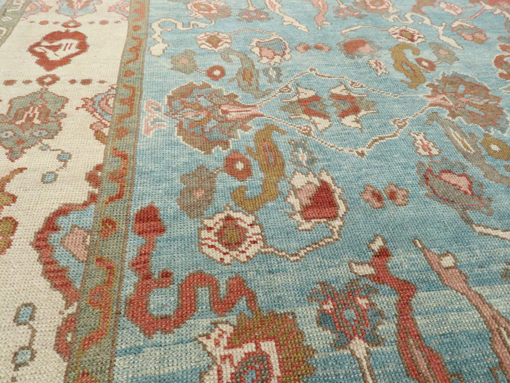Contemporary Turkish Oushak Room Size Carpet, No.28346 - Staging