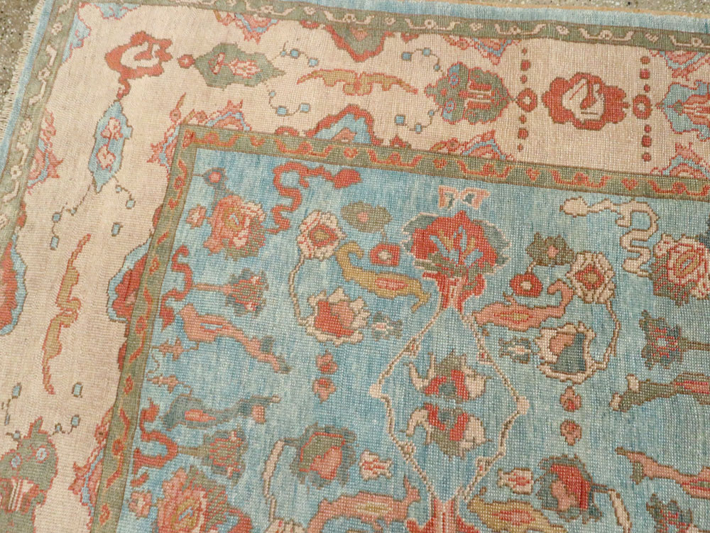 Contemporary Turkish Oushak Room Size Carpet, No.28346 - Staging