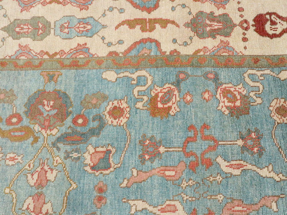 Contemporary Turkish Oushak Room Size Carpet, No.28346 - Staging