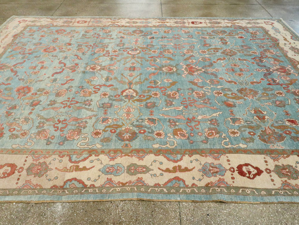 Contemporary Turkish Oushak Room Size Carpet, No.28346 - Staging
