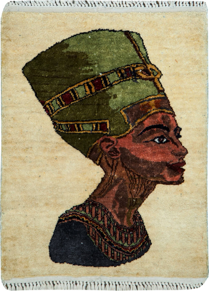 Modern Egyptian Silk Pictorial Rug, No.28349 - Staging