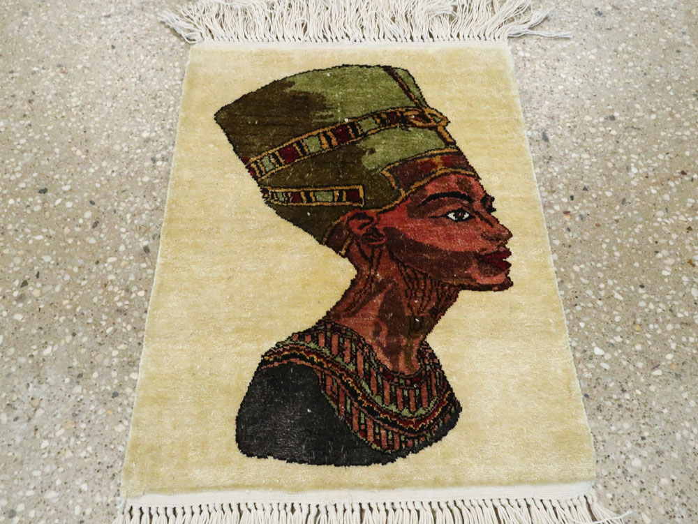Modern Egyptian Silk Pictorial Rug, No.28349 - Staging