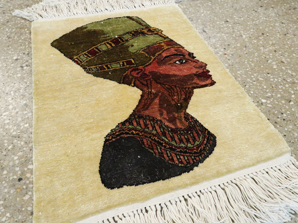 Modern Egyptian Silk Pictorial Rug, No.28349 - Staging