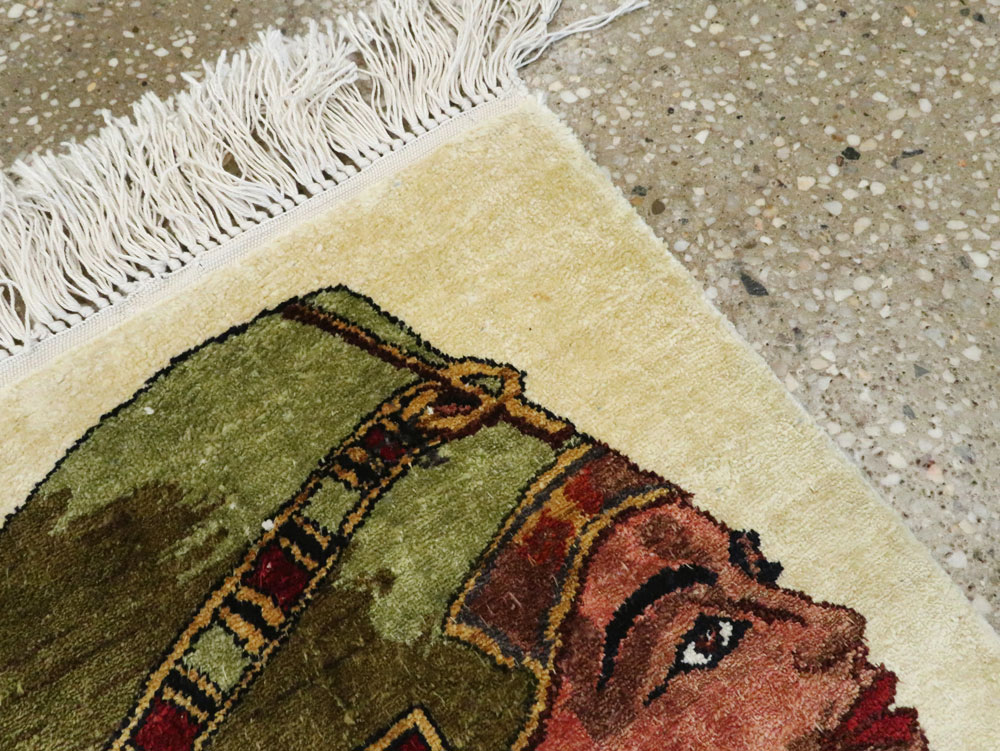 Modern Egyptian Silk Pictorial Rug, No.28349 - Staging