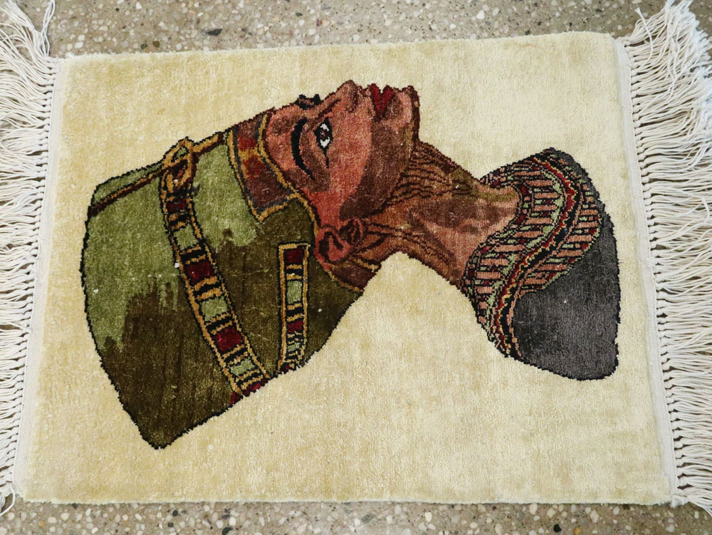 Modern Egyptian Silk Pictorial Rug, No.28349 - Staging