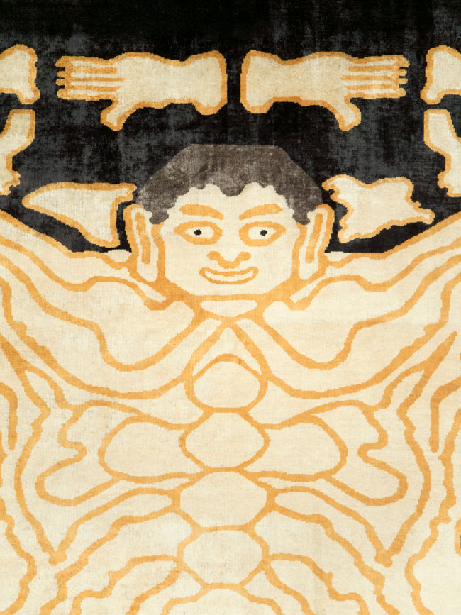 Tibetan Inspired Modern Buddhist Tantric Skeleton Ritual Rug, No.28350 - Staging