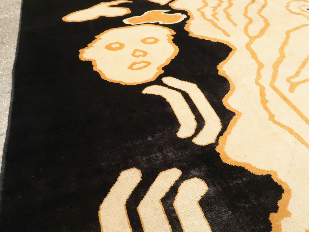 Tibetan Inspired Modern Buddhist Tantric Skeleton Ritual Rug, No.28350 - Staging