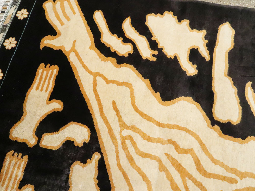 Tibetan Inspired Modern Buddhist Tantric Skeleton Ritual Rug, No.28350 - Staging