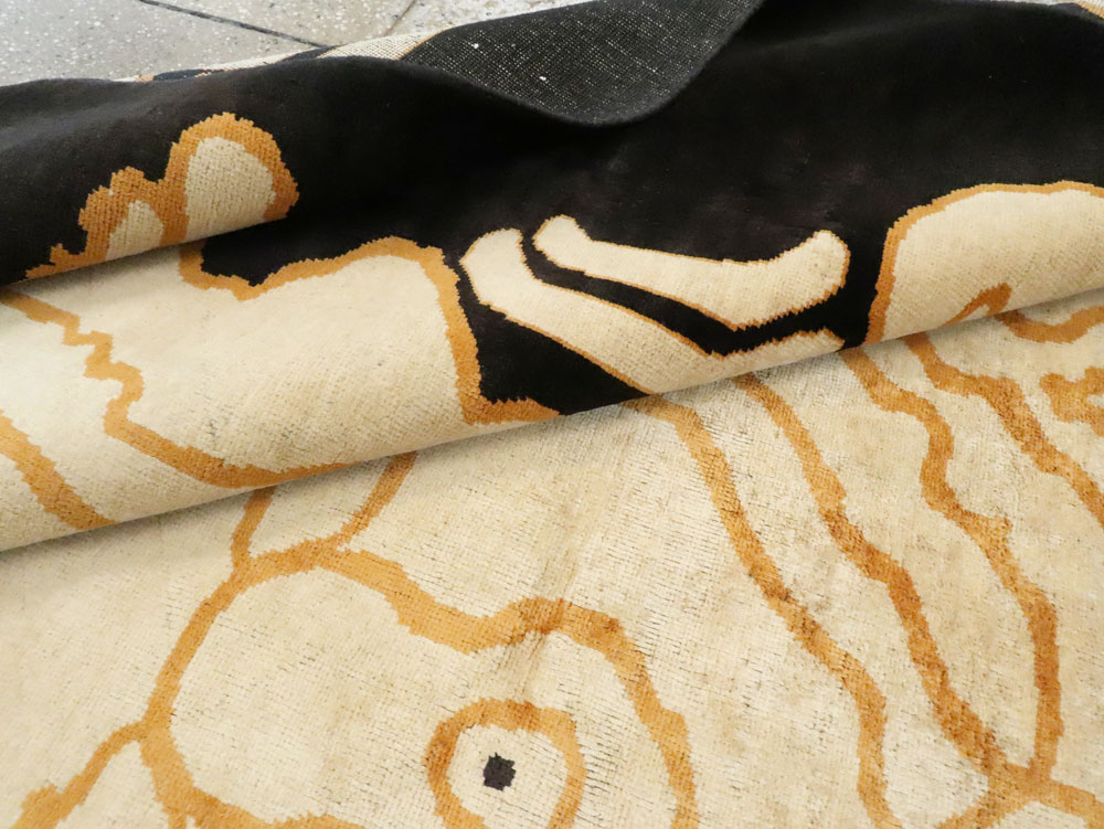 Tibetan Inspired Modern Buddhist Tantric Skeleton Ritual Rug, No.28350 - Staging