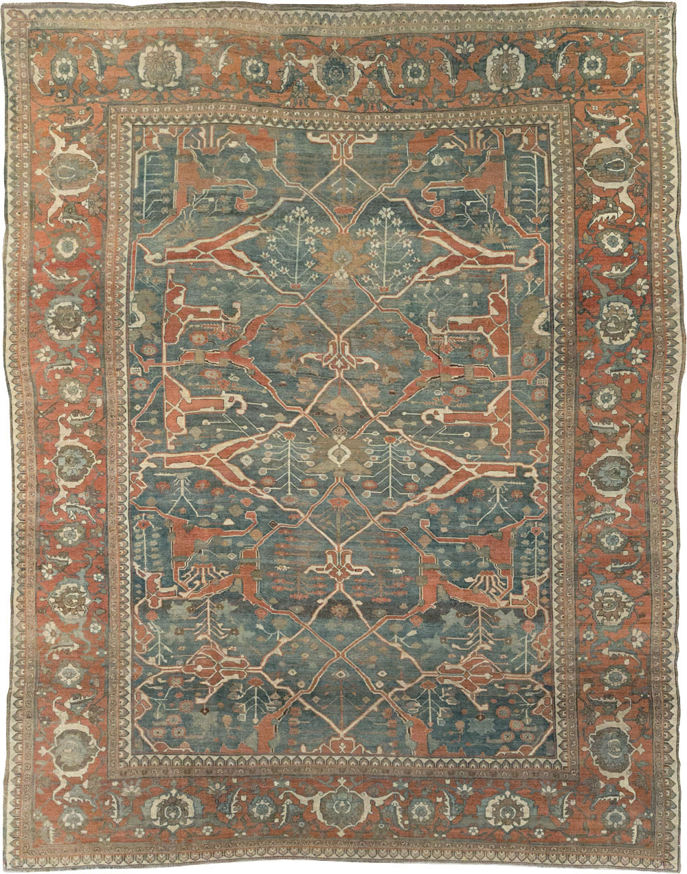 Antique Persian Bidjar Room Size Carpet, No.28354 - Staging
