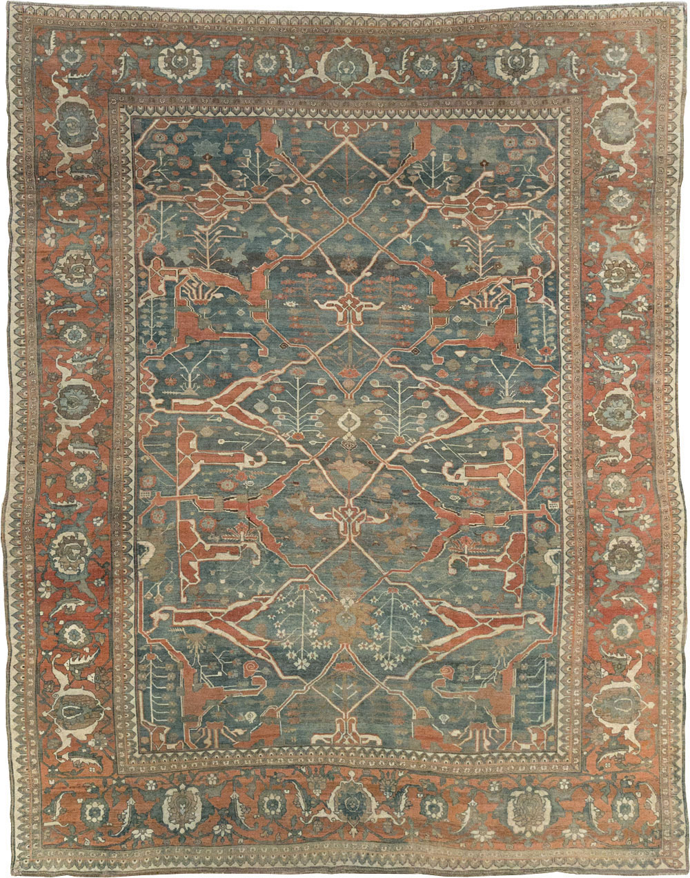 Antique Persian Bidjar Room Size Carpet, No.28354 - Staging