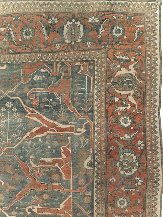 Antique Persian Bidjar Room Size Carpet, No.28354 - Staging