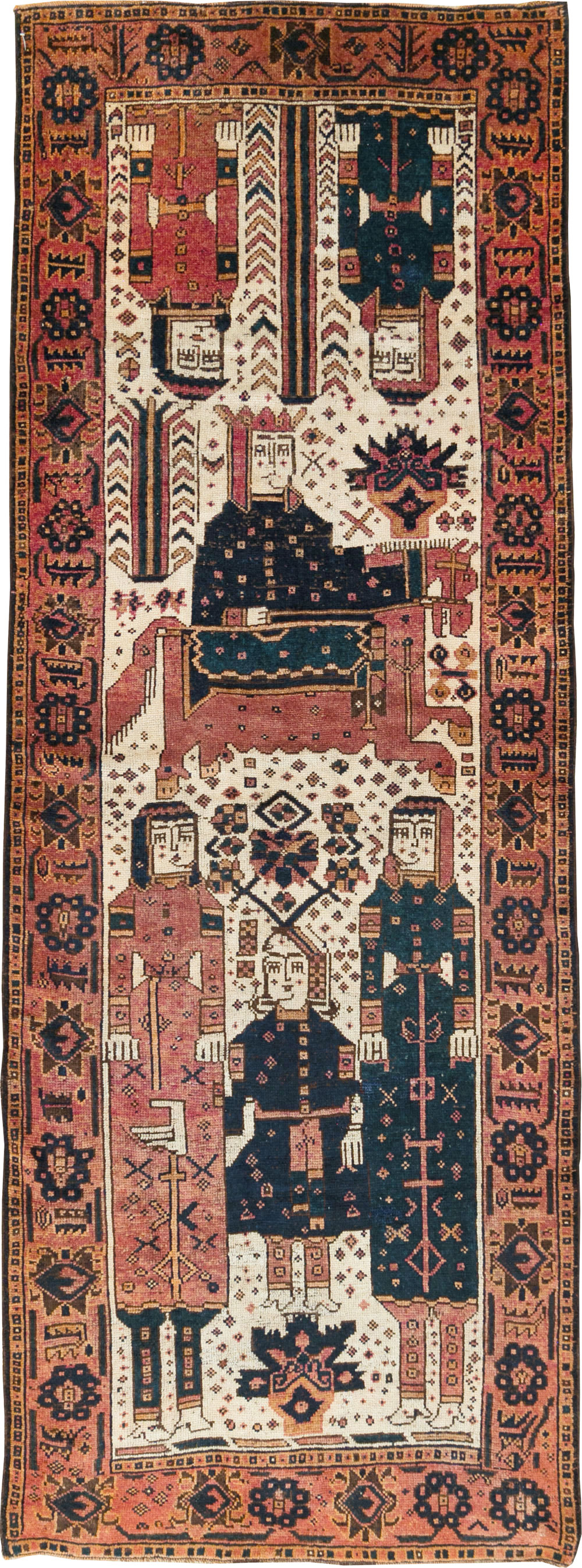 Vintage Persian Pictorial Bakhtiari Runner, No.28357 - Staging