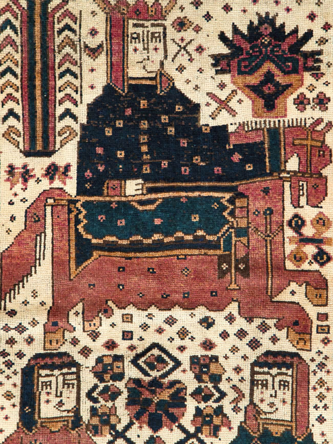 Vintage Persian Pictorial Bakhtiari Runner, No.28357 - Staging