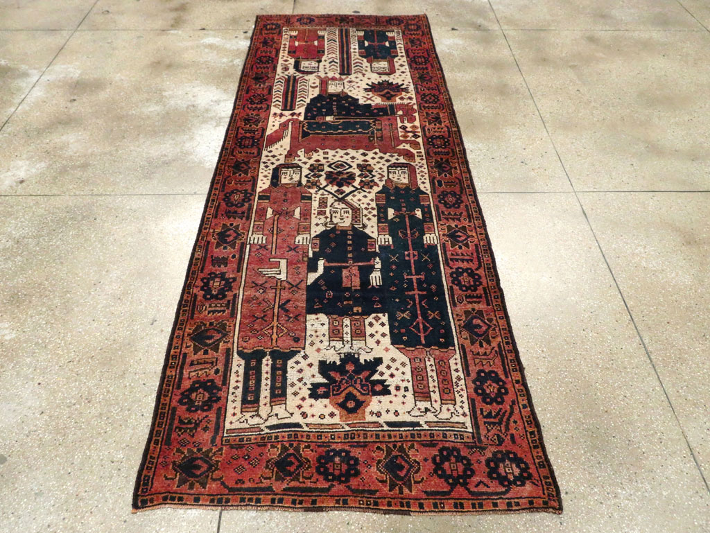 Vintage Persian Pictorial Bakhtiari Runner, No.28357 - Staging